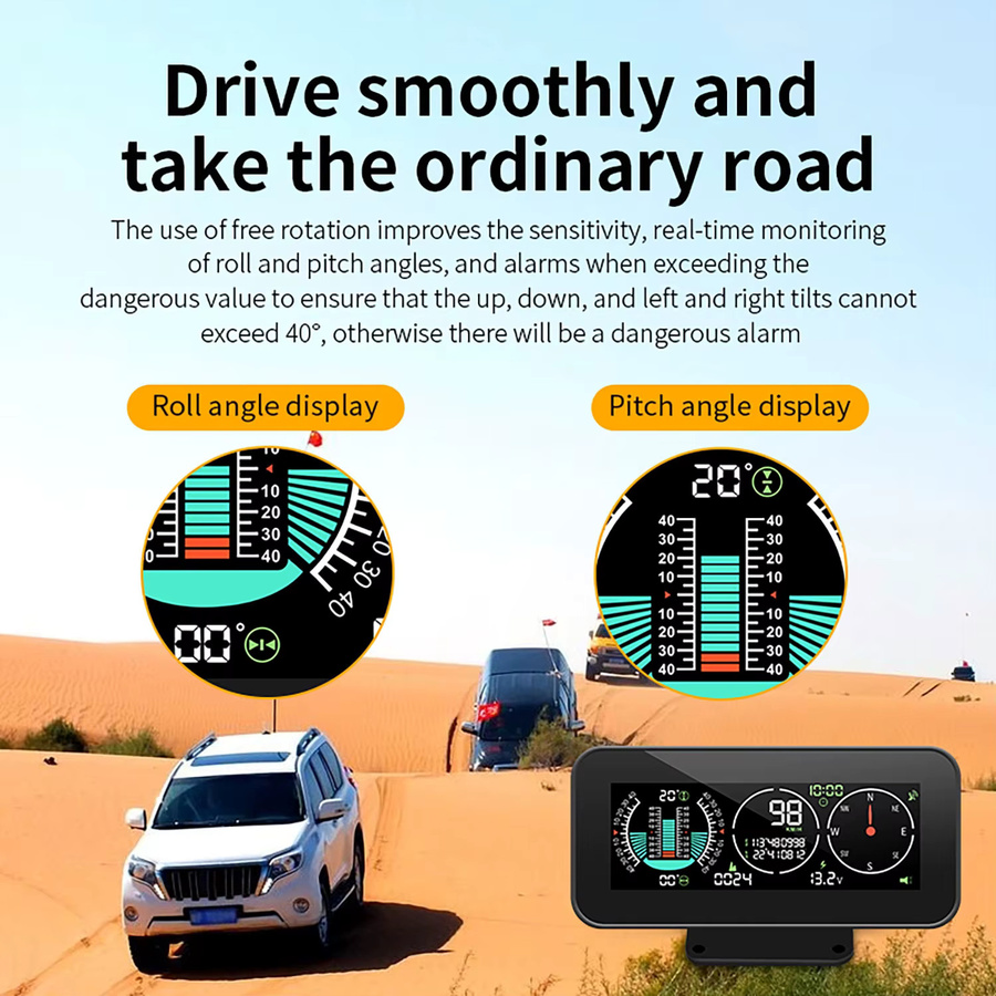 MAIMEIMI Auto Head Up Display M60 M50 Digitaler GPS Tacho mit Smart Slope Meter für Offroad 4x4 in Schwarz - Bild 2