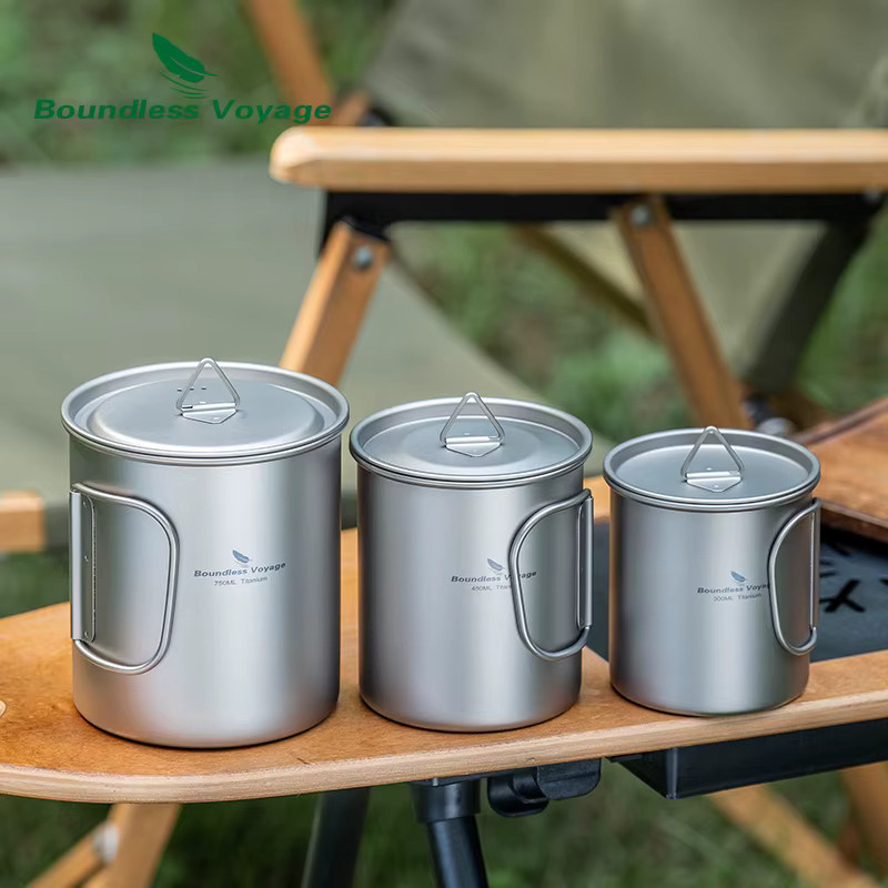 Boundless Voyage Titan-Campingbecher mit Deckel in Silber, stapelbarer Becher für Wandern und Rucksackreisen - Bild 2
