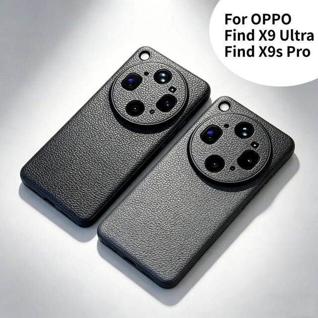 Hochwertiges Leder-Etui mit Lychee-Struktur für OPPO Find X9 Ultra X9s Pro X8 Ultra Kamera-Schutz PU-Hülle in Schwarz - Bild 1