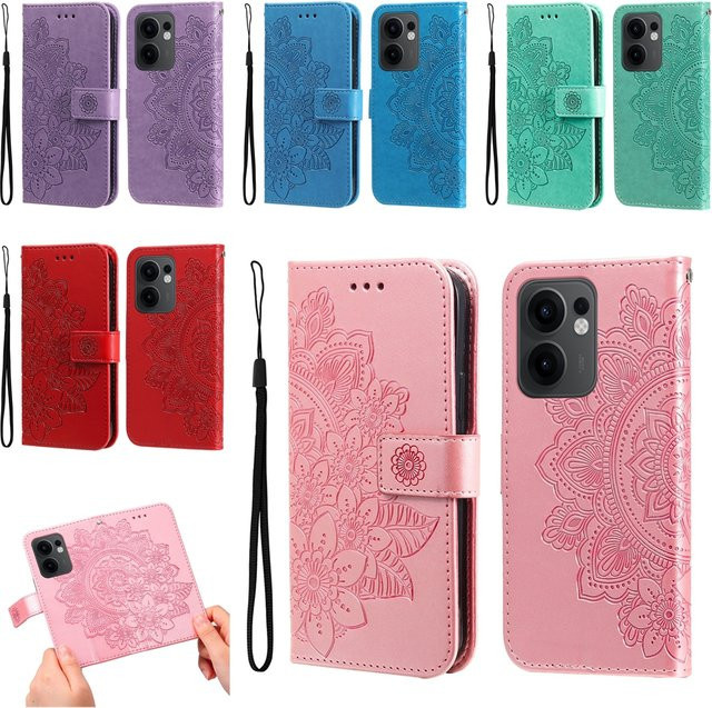 Magnetische Leder-Brieftaschen-Klapphülle für OPPO Reno Serie in Schwarz - Bild 1