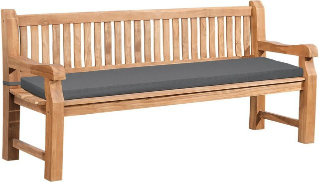 DELUKE Gartenbank DABEL aus Teakholz mit Sitzkissen in Dunkelgrau, B/T/H: 200 x 61 x 93 cm - Bild 1