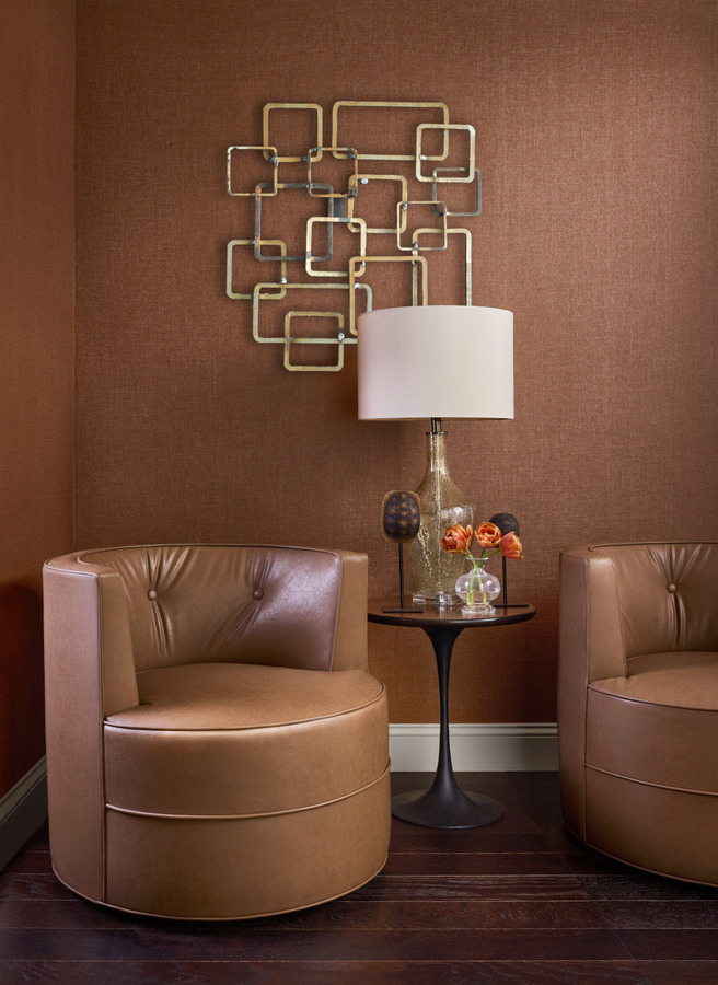 Thibaut Tapete Hampton in Cognac Braun aus Textil und Papier im klassischen Design - Bild 1