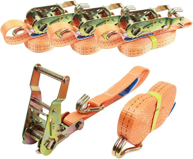 TRUTZHOLM Profi Ratschen Spanngurt Set 2-teilig, Farbe: Orange, Länge: 5 m, Tragkraft: 1500 kg - Bild 1