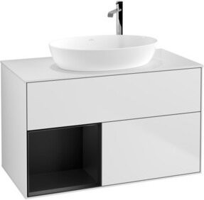 V&B Waschtischunterschrank Finion 100 mit Wandbeleuchtung, Farbe Weiß lackiert, B/T/H: 100 x 50,1 x 50,1 cm - Bild 1
