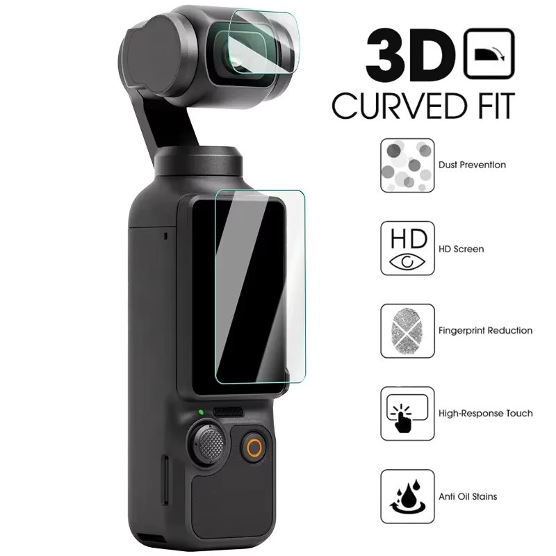 DJI Osmo Pocket 3 Displayschutz und Objektivschutz Set aus transparentem Hartglas mit Auto-Ausrichtungsrahmen - Bild 4