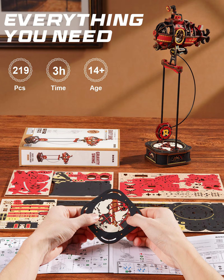 Robotime Deep Sea Adventurer, 3D-Holzpuzzle, kinetisches U-Boot-Pendel, ab 14 Jahren - Bild 4