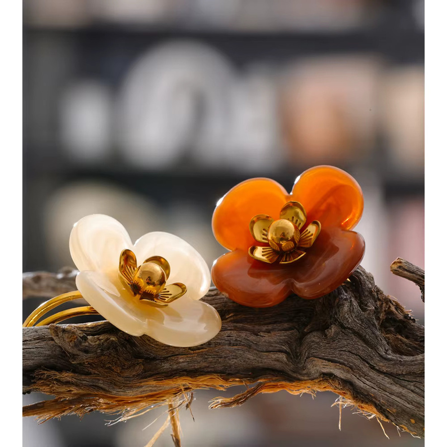 Yhpup Ring Edelstahl, Blume, Gold, Damen - Bild 4