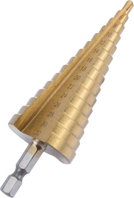 Sportssss Stufenkegelbohrer aus Titan HSS in Gold, Durchmesser: 4 bis 32 mm - Bild 1