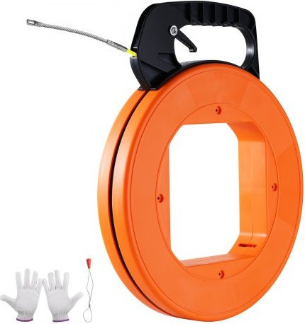 VEVOR Kabeleinziehhilfe aus Fiberglas in Orange, Einziehspirale für Wand- und Elektroleitungen, Länge: 30,5 m, Durchmesser: 4,2 mm - Bild 1