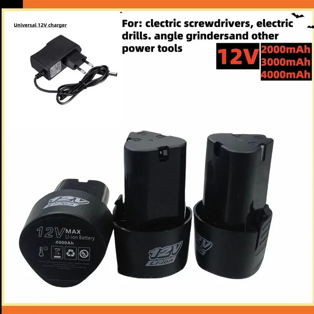 Wiederaufladbarer 12 V 4000 mAh Lithium-Ionen-Akku mit Ladegerät für Elektroschrauber, Bohrmaschinen und Mini-Winkelschleifer mit 18650-Zellen - Bild 1