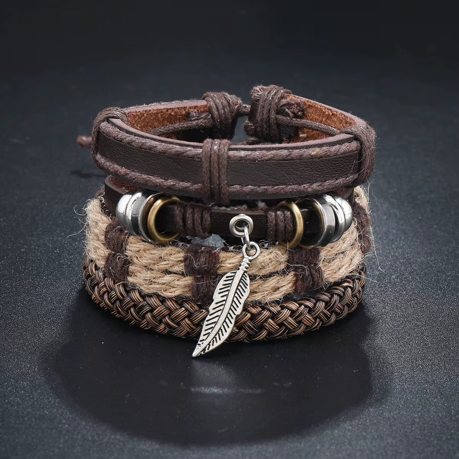 Armbänder Leder, Holz Perlen, Vintage, Herren - Bild 3