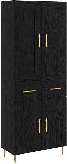 vidaXL Highboard in Schwarz und Eichen-Optik mit Türen und Schubladen, B/T/H: 69,5 x 34 x 180 cm - Bild 1