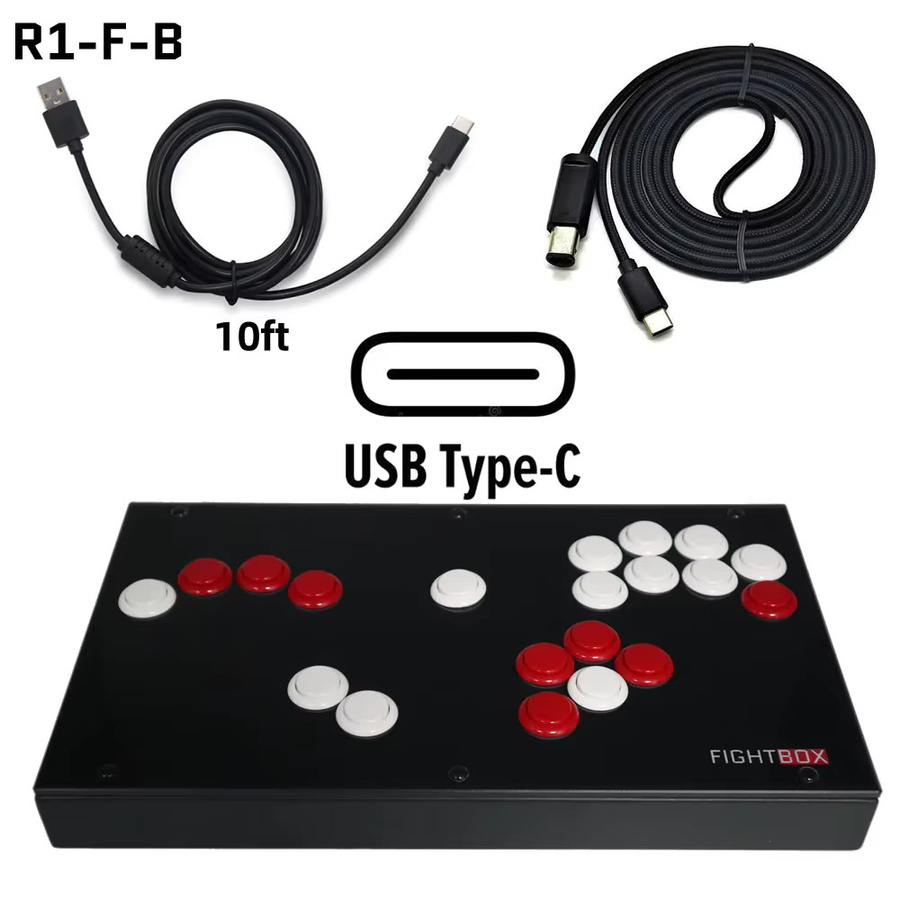 FightBox R1-F Arcade-Spielcontroller All Button Style Frame in Schwarz mit Sanwa-Tasten und Raspberry Pi PICO Board - Bild 3