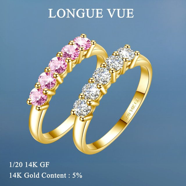 LONGUE VUE Stapelring 14K Goldfilled, Moissanit - Bild 1
