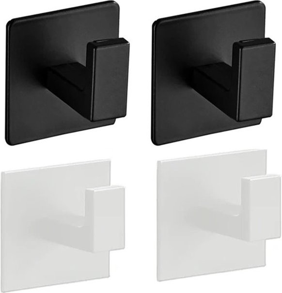 Selbstklebende Wandhaken aus Kunststoff in Schwarz für Küche, Bad und Flur - Bild 1