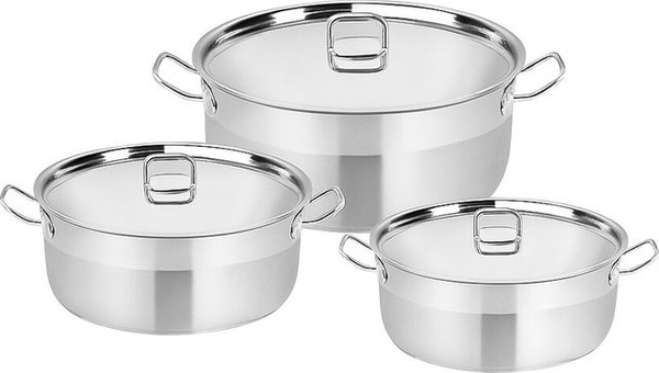 Almina 6-teiliges Edelstahl-Kochtopfset in Silber mit Deckeln