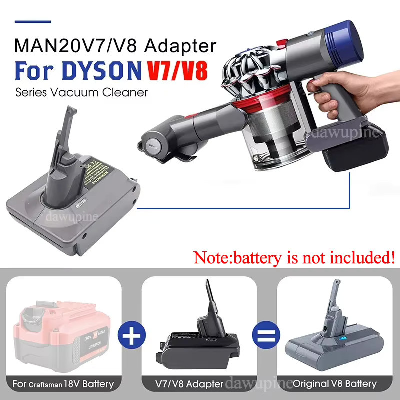 dawupine Lithium-Batterie-Adapter-Konverter für Einhell, Ryobi und Craftsman 18 V Akkus sowie Dyson V7 und V8 Staubsauger - Bild 2