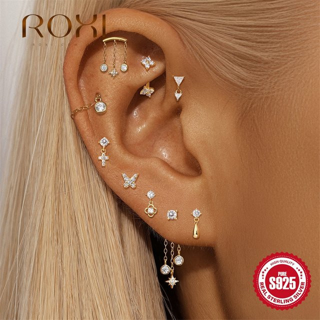 ROXI Ohrringe, 925 Sterling Silber, Stern, Geometrische Quaste, Damen - Bild 1