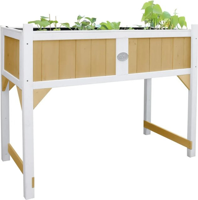 AXI Hochbeet aus Hemlockholz in Braun und Weiß mit Gartenvlies, B/T/H: 120 x 54 x 90 cm - Bild 1