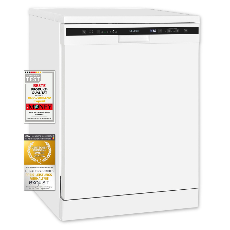 Exquisit Geschirrspüler GSP6312-030D in Weiss mit Aquastop und automatischer Türöffnung - Bild 1