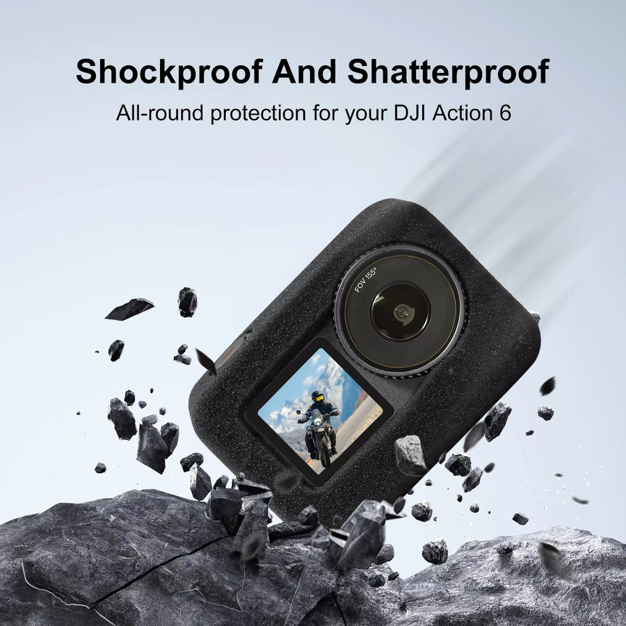 PULUZ Hochdichte Schaumstoff-Kameraschutzhülle für DJI Osmo Action 6, Action 5 Pro, Action 4 und Action 3 in Schwarz zur Reduzierung von Windgeräuschen - Bild 3