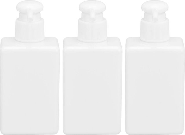OutsideWorld Set aus 3 wiederauffüllbaren Kunststoff-Pumpflaschen für Shampoo, Duschgel oder Lotion, Weiß, 150 ml pro Flasche - Bild 1