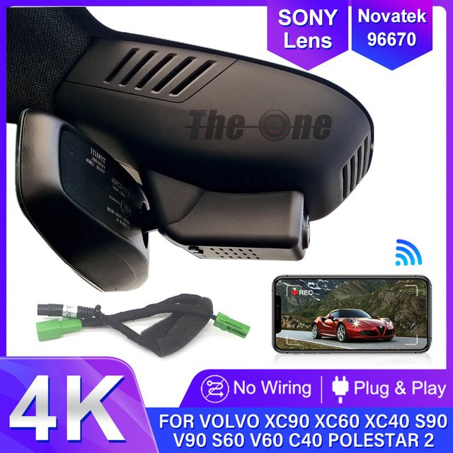 HESHECAM 4K UHD Dashcam mit WLAN für Volvo XC90 XC60 XC40 S90 V90 S60 V60 S80 XC70 C40 EC40 und Polestar 2, Schwarz - Bild 1