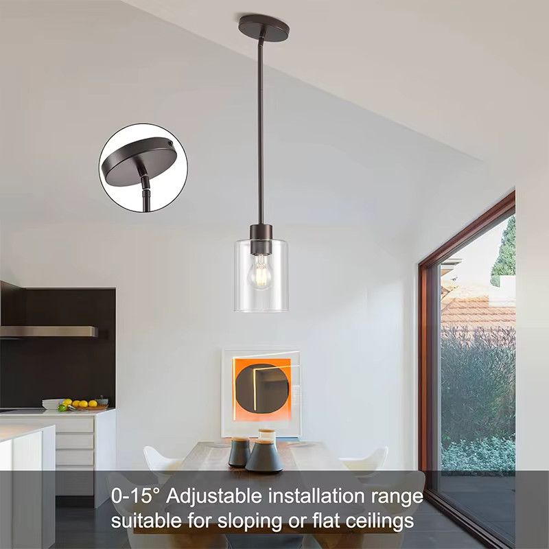 LINCCW Pendelleuchte aus Glas im industriellen Design, Schwarz, höhenverstellbar - Bild 2