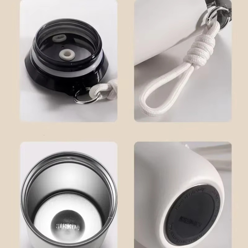 JUSTINLAU Business-Thermobecher aus Edelstahl, isolierter Kaffeebecher für Heiß- und Kaltgetränke, auslaufsicher, Schwarz oder Weiß, Höhe: 19,5 cm, Durchmesser: 7,2 cm - Bild 4