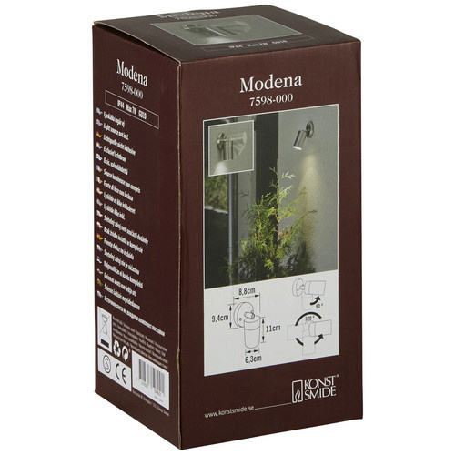Konstsmide Wandspot Modena in Silber aus Edelstahl und Glas für den Garten mit IP44 Schutz und GU10 Fassung - Bild 3
