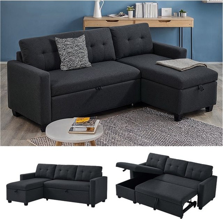 Vitalispa Ecksofa Campina Schlafsofa in Anthrazit mit L-Form und Schlaffunktion B/T/H: 226 x 161 cm