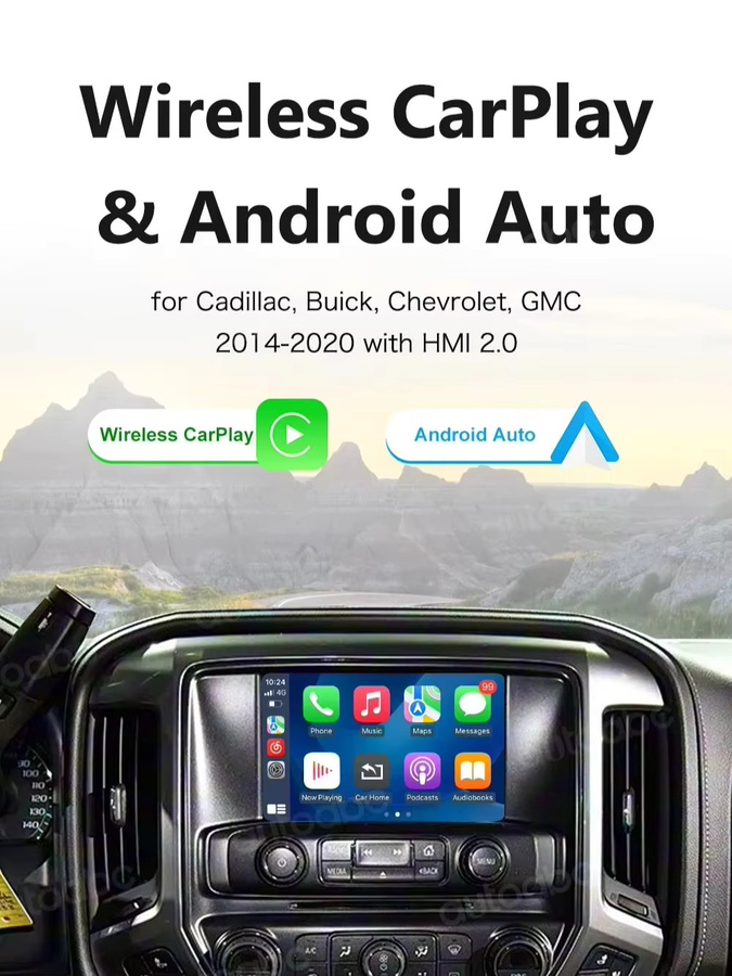 AUTOABC Kabelloses CarPlay und Android Auto Interface für Cadillac SRX 2013-2017, XT5, XTS, ATS, CTS mit 8-Zoll-Bildschirm, HMI 2.0 System, Mirror Link und AirPlay, Schwarz - Bild 6