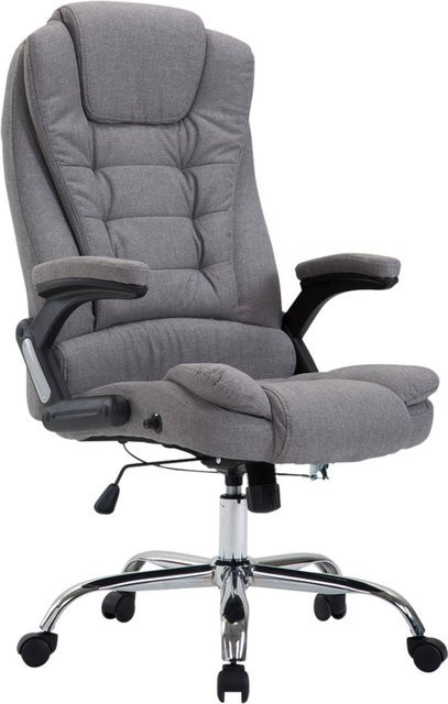 TPFLiving Bürostuhl Toronto Chefsessel aus Stoff in Grau mit Armlehnen und Rollen, B/T/H: 78,0 x 150,0 x 49,0 cm - Bild 1