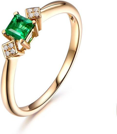 Gelbgoldring, Smaragd, Zirkonia, Damen - Bild 1