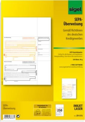 Sigel PC-SEPA-Überweisung ZV570, 250 Stück, weiß - Bild 1