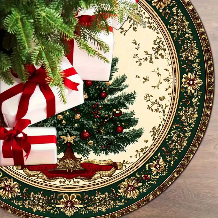 VIKAMA Weihnachtsbaum Basis Dekoration Abdeckung im Retro-Stil mit floralem Muster in Multicolour - Bild 4