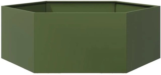 vidaXL Pflanzkübel Sechseckig in Olivgrün aus Stahl für den Garten oder Gemüsebeet B: 138 cm, T: 120 cm, H: 45 cm - Bild 1