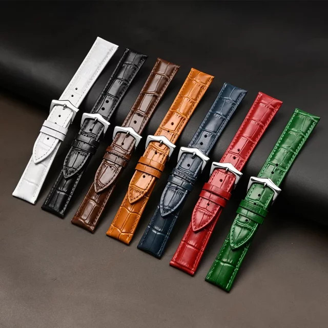 olevo Uhrenarmband Kalbsleder, Edelstahl, Schwarz, Unisex - Bild 1