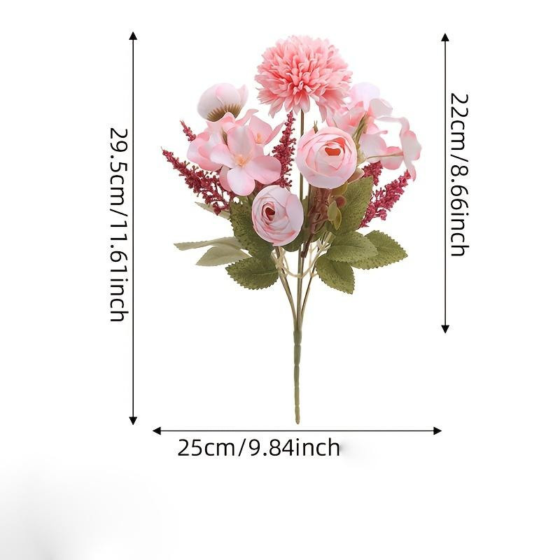 SZ-Damai Friedhofsdekoration Set aus 2 künstlichen Blumensträußen und 2 Blumenkörben mit hellrosa Hortensien in Pink - Bild 3