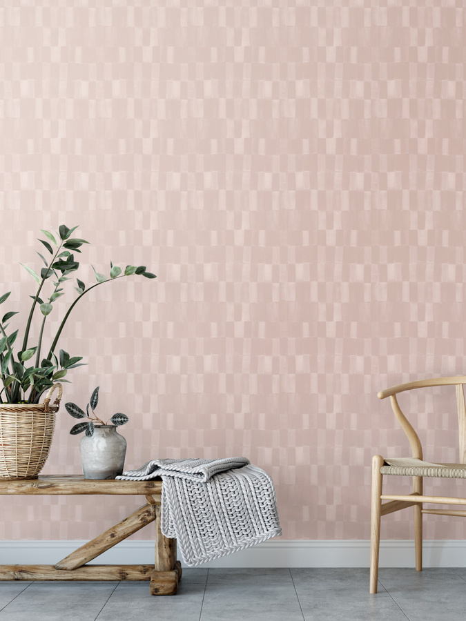Tenue de Ville Tapete Ruth in Powder Pink mit abstraktem Vintage-Design und geometrischem Muster, Vlies-Tapete, Breite: 50 cm, Länge: 10 m - Bild 1