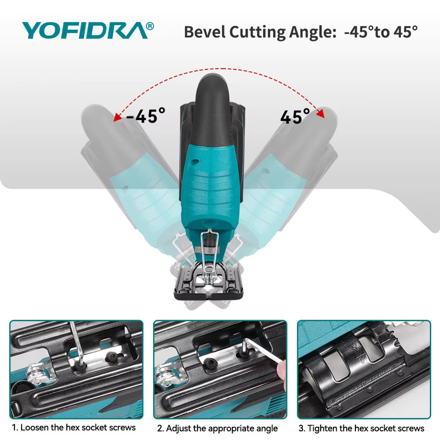 YOFIDRA Bürstenlose elektrische Stichsäge mit 3800 RPM, Infrarot-Laser und 12 Sägeblättern, kabellose Kurvensäge für Makita 21V Akku - Bild 2