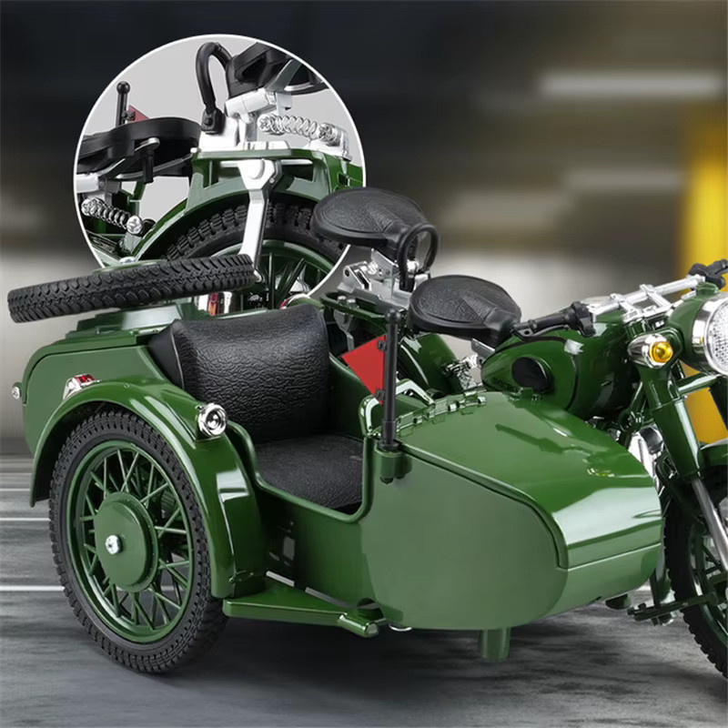 MAKEDA Retro Seite-auto Motorrad Modell, Diecast, 1:10, mit Sound und Licht - Bild 4
