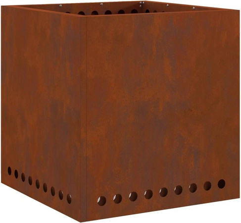 vidaXL Rauchfreier Feuerkorb aus Stahl in Braun mit Doppelwand-Luftzufuhr und Sekundärverbrennung, B/T/H: 48 x 48 x 50 cm