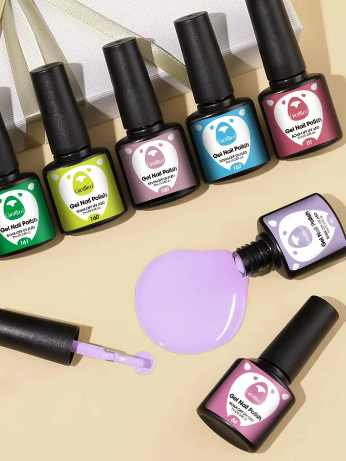 Groillim Gel-Nagellack Set, dunkles Khaki, 3x 7 ml - Bild 6