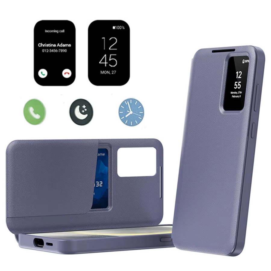 Window View Smart APP Lederhülle für Samsung Galaxy A57 A56 A55 A37 A27 A16 A17 Wallet Flip Cover in Braun mit Anrufannahme-Funktion - Bild 2