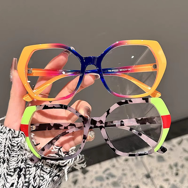 Samjune Korrektionsbrille Damen, Vollrand, Patchwork-Rand, Multicolor, Kunststoff - Bild 1