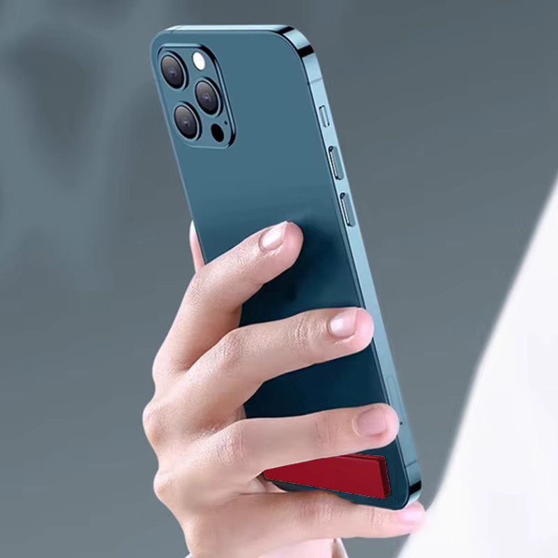 QGhappy Faltbare Handyhalterung aus Metall in Blau, Kompakter ultradünner Schreibtischständer für dein iPhone - Bild 3