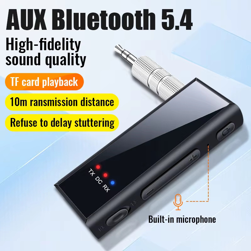 Kebidu Bluetooth 5.4 Audio-Receiver und Sender in Schwarz mit 3,5 mm AUX-Buchse und USB für Stereo-Musik und Freisprechanlagen an TV, PC oder im Auto - Bild 2