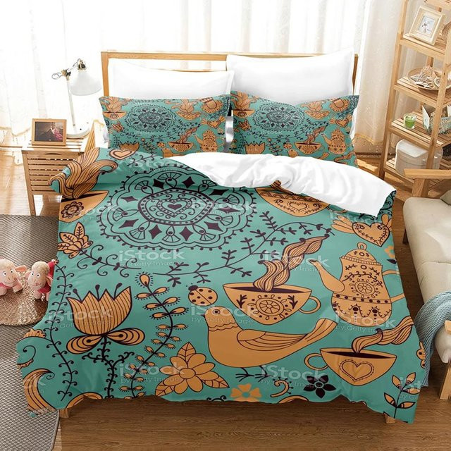 JMG Household Supplies Mandala Bettwäscheset Datura Jacquard mit 3D-Druck, Farben: Lila, Rosa, Blau, Grün, B/H: 135 x 200 cm - Bild 1