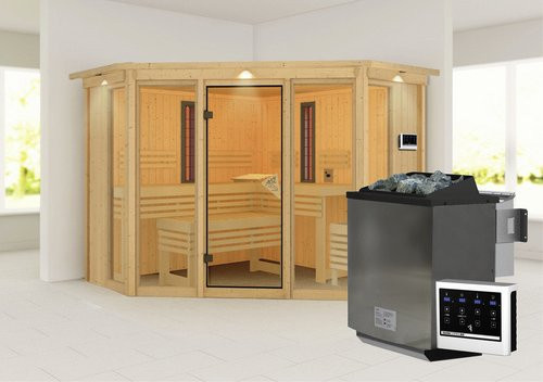 Karibu Sauna in Beige, B/H/T: 245 x 202 x 245 cm - Bild 1